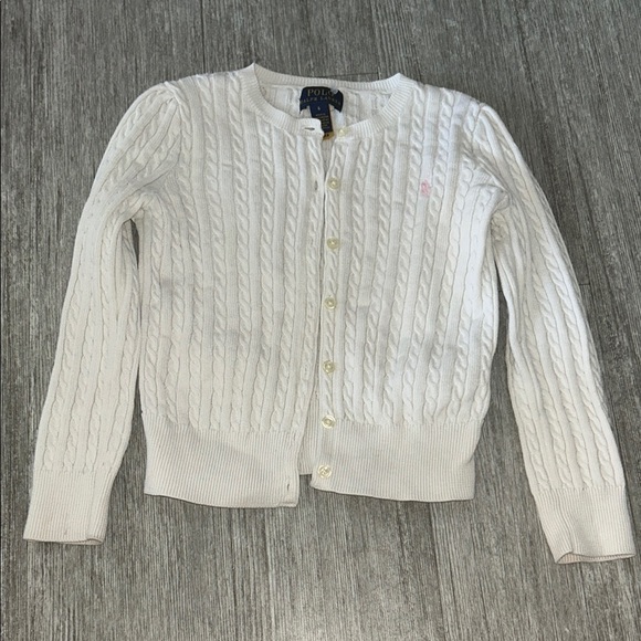 Authentic Polo by Ralph Lauren White Cable Knit Cardigan - Picture 2 of 11